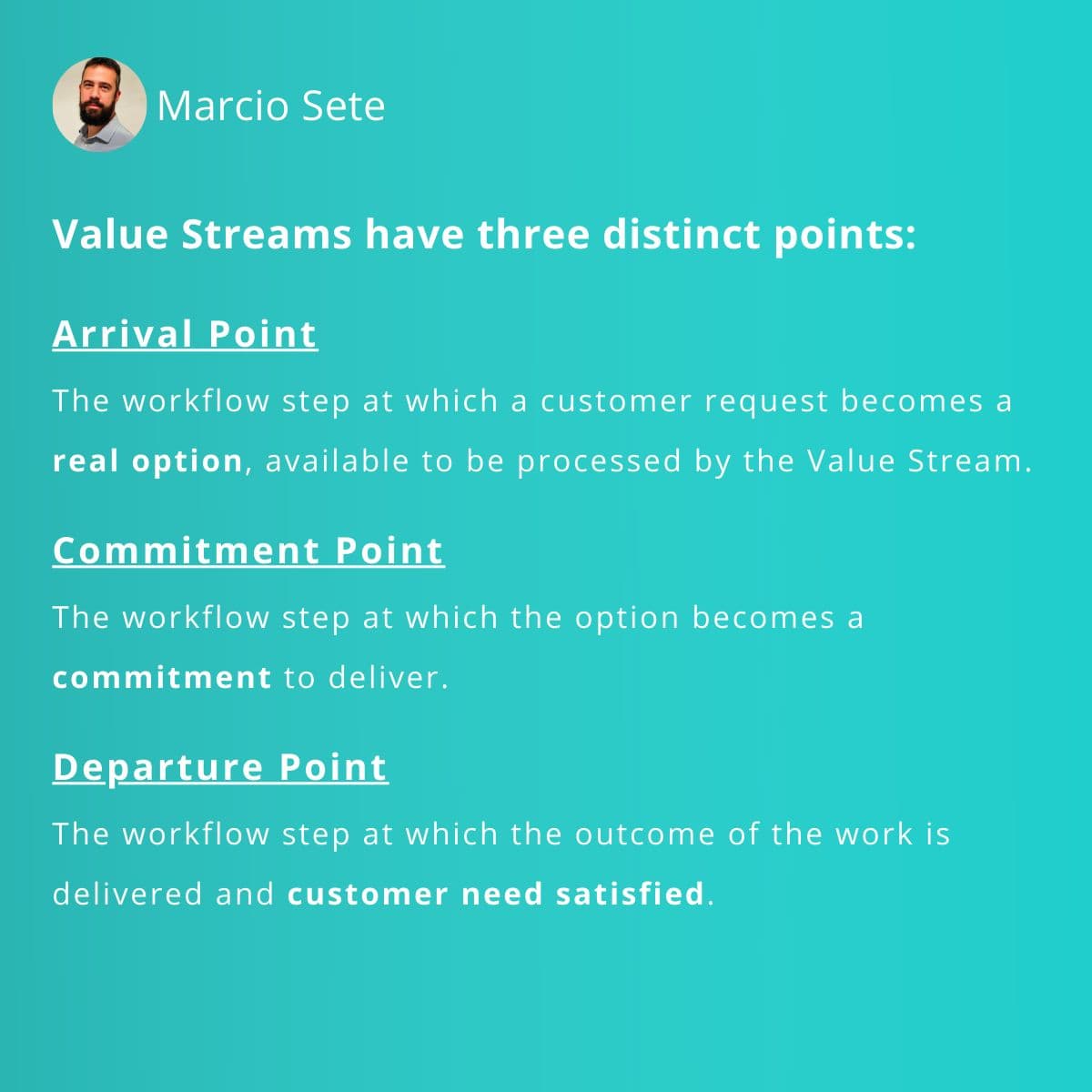 Making explicit these three key points in your Value Stream is vital to start managing and optimising flow.